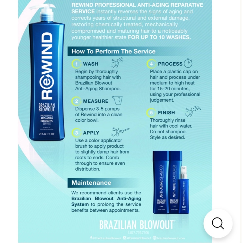 Brazilian Blowout Rewind Anti Aging Reparative Salon Treatment - 34 oz - Picture 4 of 9